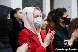 Студэнты МДЛУ масава выйшлі на акцыю салідарнасьці 30 кастрычніка. Фота ТК/Belsat.eu