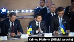 Президент Украины Владимир Зеленский на саммите «Крымской платформы» в Киеве, 23 августа 2021 года