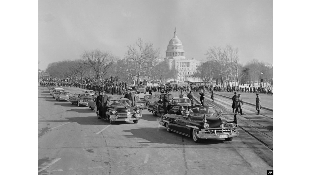 Ceremonia de învestire a președintelui Kennedy, pe 20 ianuarie 1961.