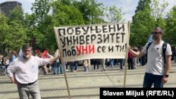 Sa protesta u Beogradu zbog izbora Dejana Vuka Stankovića za ministra prosvete, 22.april 2025. godine