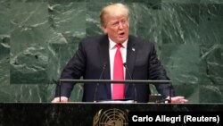 ԱՄՆ նախագահ Դոնալդ Թրամփը ելույթ է ունենում ՄԱԿ-ի Գլխավոր ասամբլեայում, Նյու Յորք, 25-ը սեպտեմբերի, 2018թ․