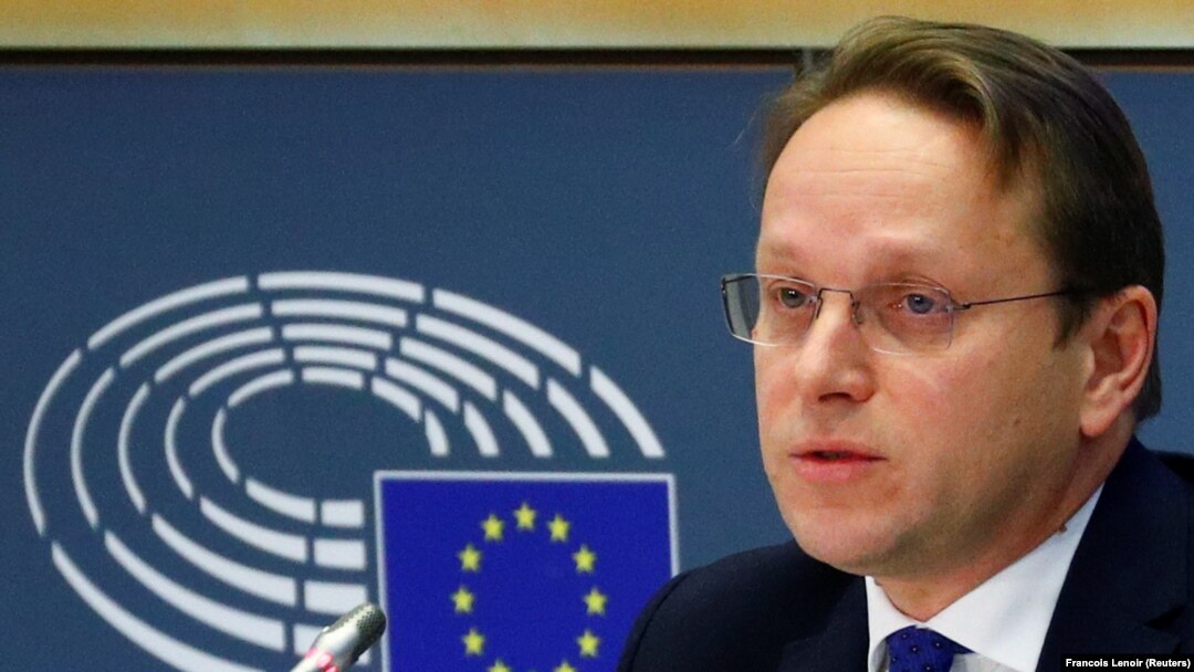 European Neighborhood and Enlargement Commissioner-designate Oliver Varhelyi of Hungary speaks during his hearing before the European Parliament in Brussels on November 14. 