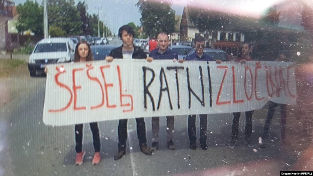 Protest protiv dolaska ratnog zločinca Šešelja u Hrtkovce 6. maja 2018.