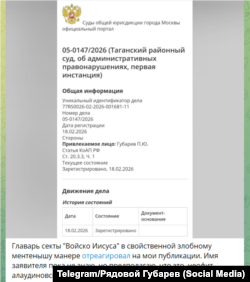 Допис в соцмережах Павла Губарєва про відкриття на нього адміністративної справи за дискредитацію армії