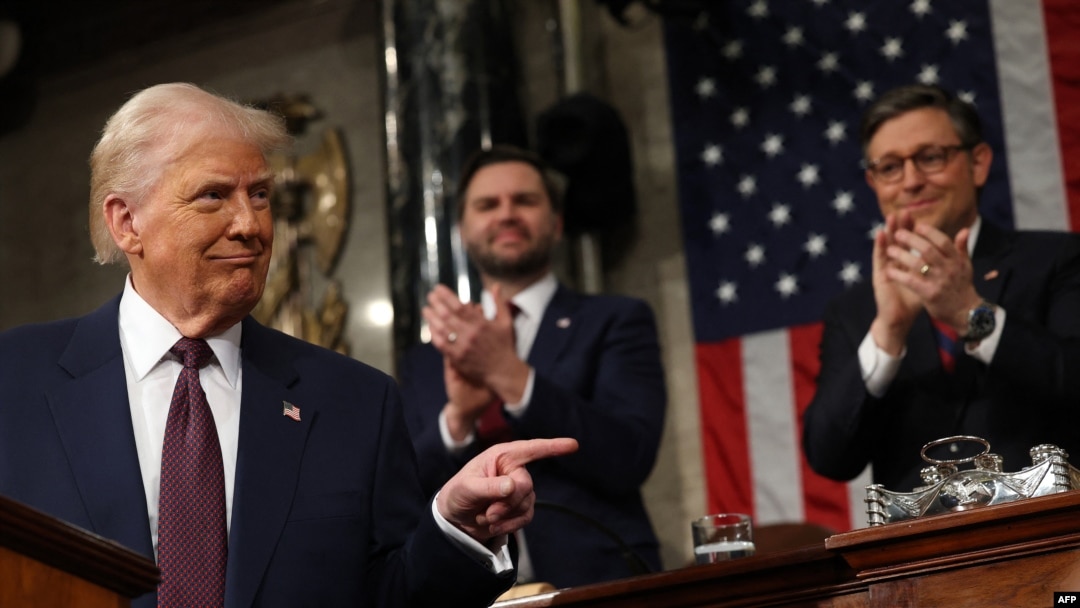 US President Donald Trump delivers an address to a joint session of Congress on March 4.