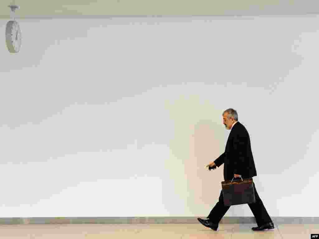 Iranian Ambassador to the International Atomic Energy Agency Ali Asghar Soltanieh walks to the board of governors meeting at the agency headquarters in Vienna on December 2. The UN atomic watchdog's chief expressed "great concern" over reports that North Korea has built a state-of-the-art uranium-enrichment facility. Photo by Samuel Kubani for AFP