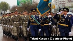 A Kazakh military training exercise off the coast of the Caspian Sea in April