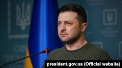 Presidenti i Ukrainës, Volodymyr Zelensky gjatë një paraqitjeje më 5 mars 2022. 