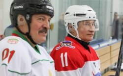 Зліва направо: президент Білорусі Олександр Лукашенко і президент Росії Володимир Путін. Сочі, 7 лютого 2020 року
