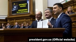 Андрей Парубий, Петр Порошенко и Владимир Гройсман