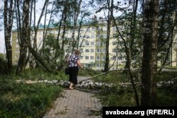 Паваленыя дрэвы ў вёсцы яшчэ засталіся. Учора тут, кажуць, было немагчыма прайсьці