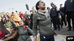 Women protesters, such as these on January 25, were among the first to take to the streets to demand the end of the regime of Egyptian President Hosni Mubarak.