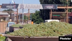 Armenia - Farmers deliver grapes to a brandy distillery in Ararat province, 9Sep2013.