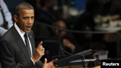 Presidenti Barak Obama gjatë fjalimit në Organizatën e Kombeve të Bashkuara.