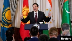 US Secretary of State Marco Rubio speaks at a reception with Central Asian states' foreign ministers at the State Department in Washington on November 5, 2025. 