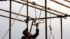 An Iranian soldier prepares a noose ahead of a public hanging. (file photo)