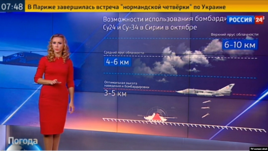 According to one Russian TV station, the weather in Syria is currently ideal for a bombing campaign. 
