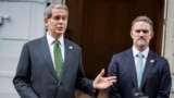 US Treasury Secretary Scott Bessent (left) and US Trade Representative Jamieson Greer speak to the media after talks between senior US and Chinese officials on tariffs in Geneva, Switzerland, on May 11.