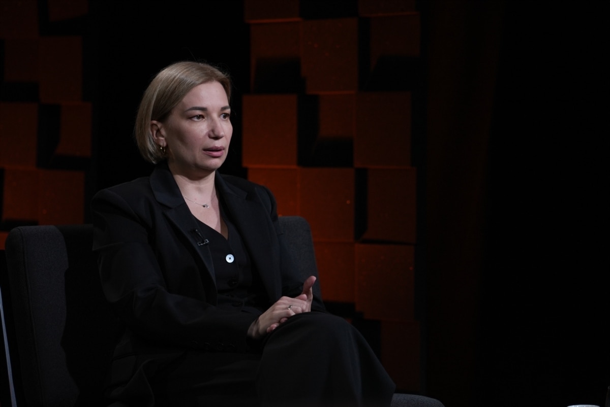 Olha Aivazovska, chair of the board of NGO Opora, during an interview with Radio Free Europe/Radio Liberty in Kyiv on August 20, 2026.