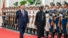 Chinese leader Xi Jinping (left) and Nigerian President Bola Tinubu attend a welcoming ceremony at the Great Hall of the People in Beijing on September 2 ahead of a China-Africa summit.