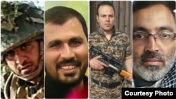 تصاویر چهار نفر از کشته‌شدگان اخیر. از راست: جواد محمدی، علی‌حسین کاهکش، علیرضا حاجیوند و رضا عادلی