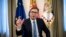 SERBIA -- Serbian President Aleksandar Vucic gestures during an interview with AFP, in Belgrade, May 14, 2018