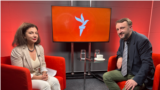 Istoricul Eugen Ciurtin, specialist în istoria religiilor, în studioul Europa Liberă România, cu jurnalista RFE/RL, Oana Despa.