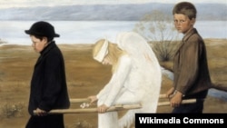 Репродукция картины "Раненый ангел" финского художника Хуго Симберга