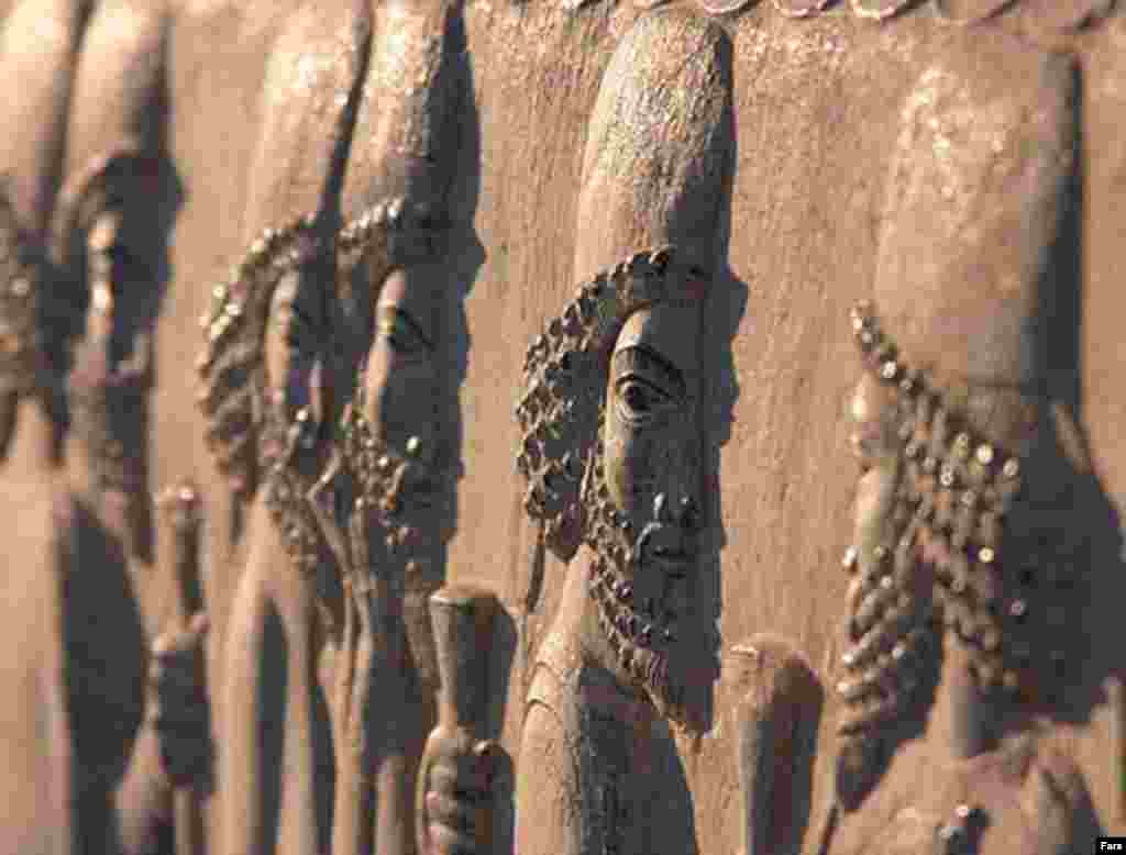 A bas-relief at Persepolis (Fars) - Hotels now carry the names of Persian emperors, and Persian imagery is everywhere, from key chains to television advertising. In 2005, Ali Larijani, who in his youth had called for Persepolis to be destroyed, ran for the presidency with Persepolis on his election poster.