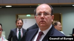 Мирослав Влаховський, станом на травень 2023 року міністр закордонних та європейських справ Словаччини під час засідання Ради з питань закордонних справ, Брюссель, 22 травня 2023 року