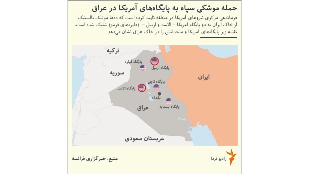دو پایگاه نظامی آمریکا در عراق بامداد چهارشنبه هدف حمله موشکی سپاه قرار گرفتند