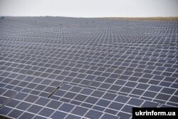 Сонячні панелі під час відкриття першої черги сонячної електростанції "Яворів-1", в селі Терновиця (Львівська область). Збільшення кількості виробників «зеленої енергетики» додало нестабільності енергетичному сектору в кризовий період