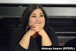 Сценарист и один из режиссеров фильма «Я люблю тебя, Акерке» Назия Назарбек. В жизни она была подругой Акерке и сыграла подругу в фильме. Алматы, 30 января 2017 года.