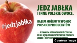 Інтернет-постер на підтримку акції «Їж яблука на зло Путіну» у Польщі 