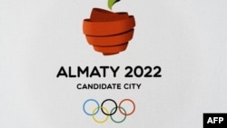 The Olympic logo for Almaty, which hopes to host the 2022 Winter Olympics. Some say the city derives its name from the Kazakh word for "apple" and the surrounding region is believed to be the ancestral home of the now widely cultivated fruit. 