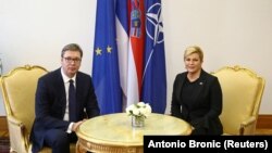 Kolinda Grabar-Kitarović sa predsjednikom Srbije Aleksandro Vučićem u Zagrebu