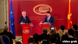 Заедничка прес конфернција на претседателот на ЕС Жан Клод Јункер и премиерот на Македонија Зоран Заев, Скопје, 25.02.2018.