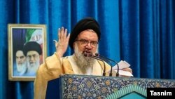 Iran - Hardliner Friday Prayer Imam Ahmad Khatami delivering a sermon in Tehran. May 3, 2019