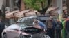 Armenia -- A car crashed in an accident in Yerevan.