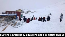 The site of the January 18 avalanche on a slope near the town of Dombai in the North Caucasus region of Karachai-Cherkessia