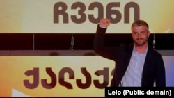 „ლელოს“ თბილისის მერობის კანდიდატი ირაკლი კუპრაძე საარჩევნო კამპანიის დროს.