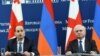 Armenia - Foreign Minister Edward Nalbandian (R) and his Georgian counterpart Mikheil Janelidze hold a news briefing in Yerevan, 11Apr2017.