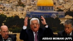 Președintele Mahmud Abbas (la reuniunea palestiniană de la Ramallah