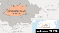 Карагандинская область на карте Казахстана.
