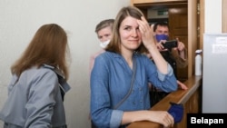 Вольга Севярынец у 2021 годзе на судзе над Паўлам у Магілёве