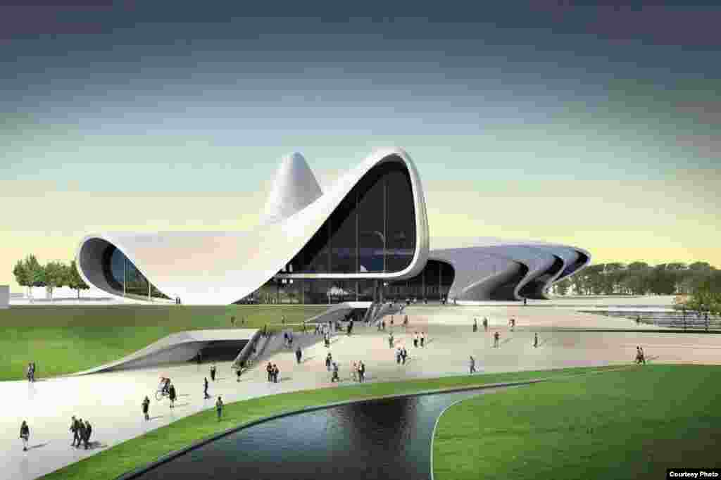 With conservative estimates putting the cost of construction at $175 million, the Heydar Aliyev Cultural Center&nbsp;will house a library, museum, concert halls, and a large shopping complex. 