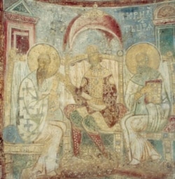 Святий Кирило вчить царя. Фреска ХІІ століття