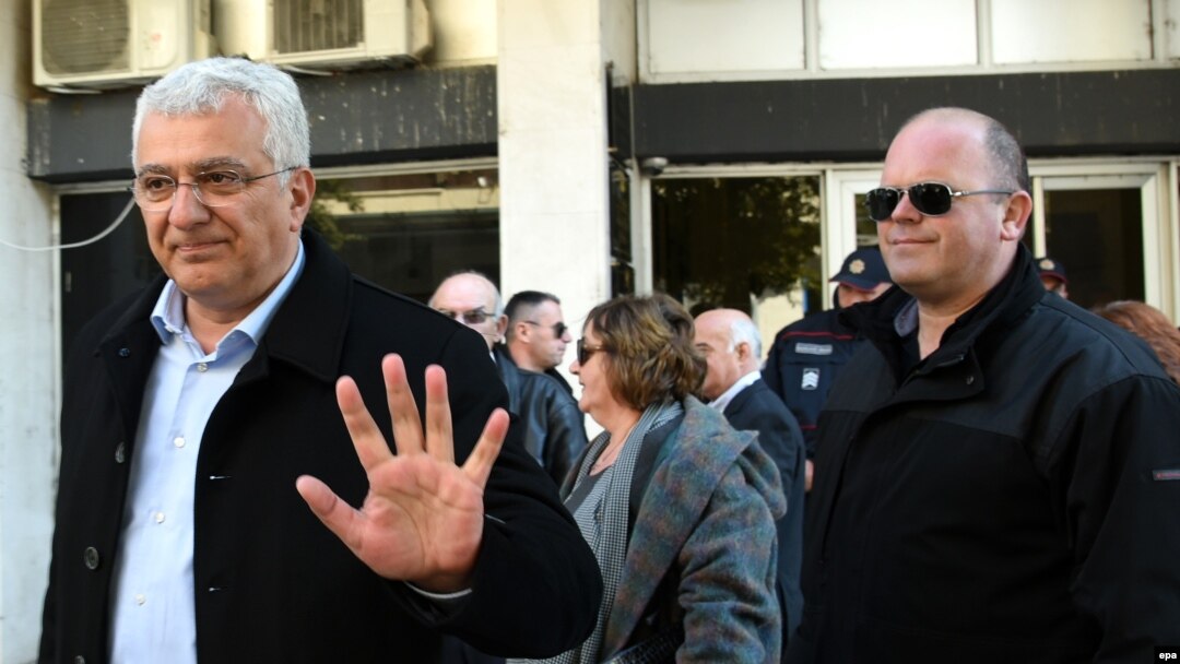 Лідер опозиційного проросійського «Демократичного фронту» Андрія Мандич після допиту, Подгориця, Чорногорія, 20 лютого 2017 року