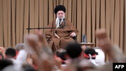 Iranian Supreme Leader Ayatollah Ali Khamenei addresses the Basij volunteer Islamic militia in Tehran on November 25.