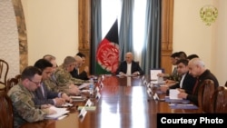 محمد اشرف غنی رئیس جمهور افغانستان در جریان جلسه با مسئولین امنیتی در ارگ
